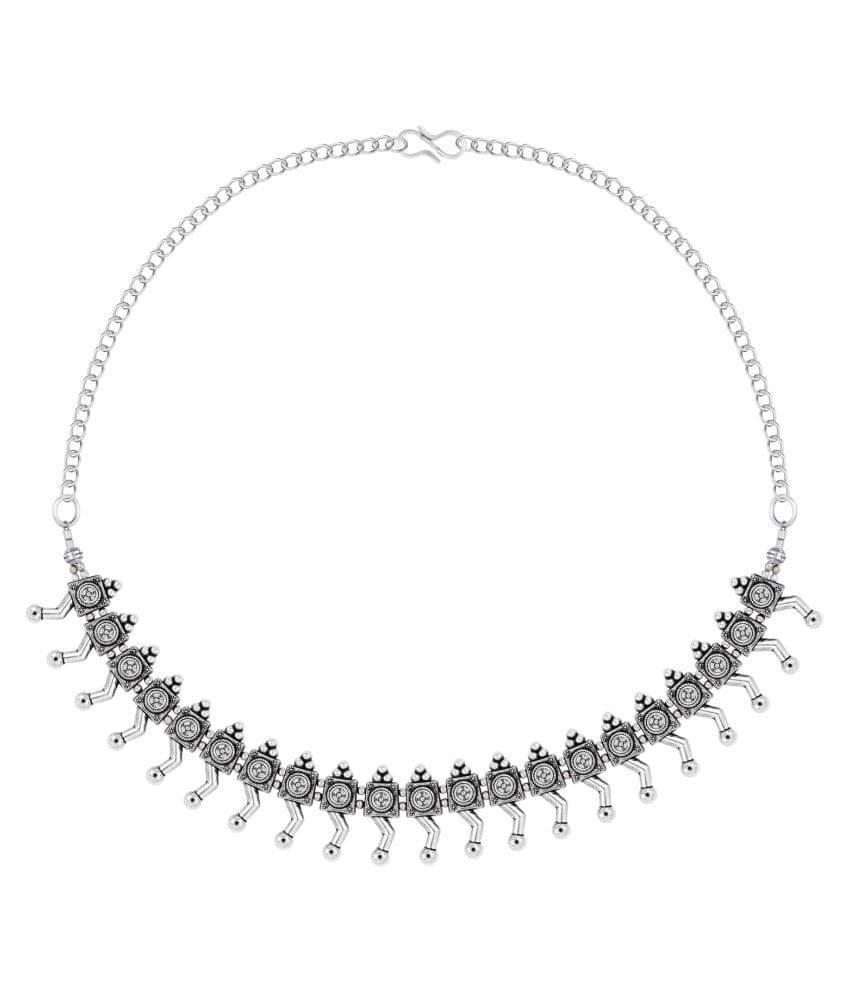     			ShreejiHuf Alloy Silver Traditional Necklace Choker