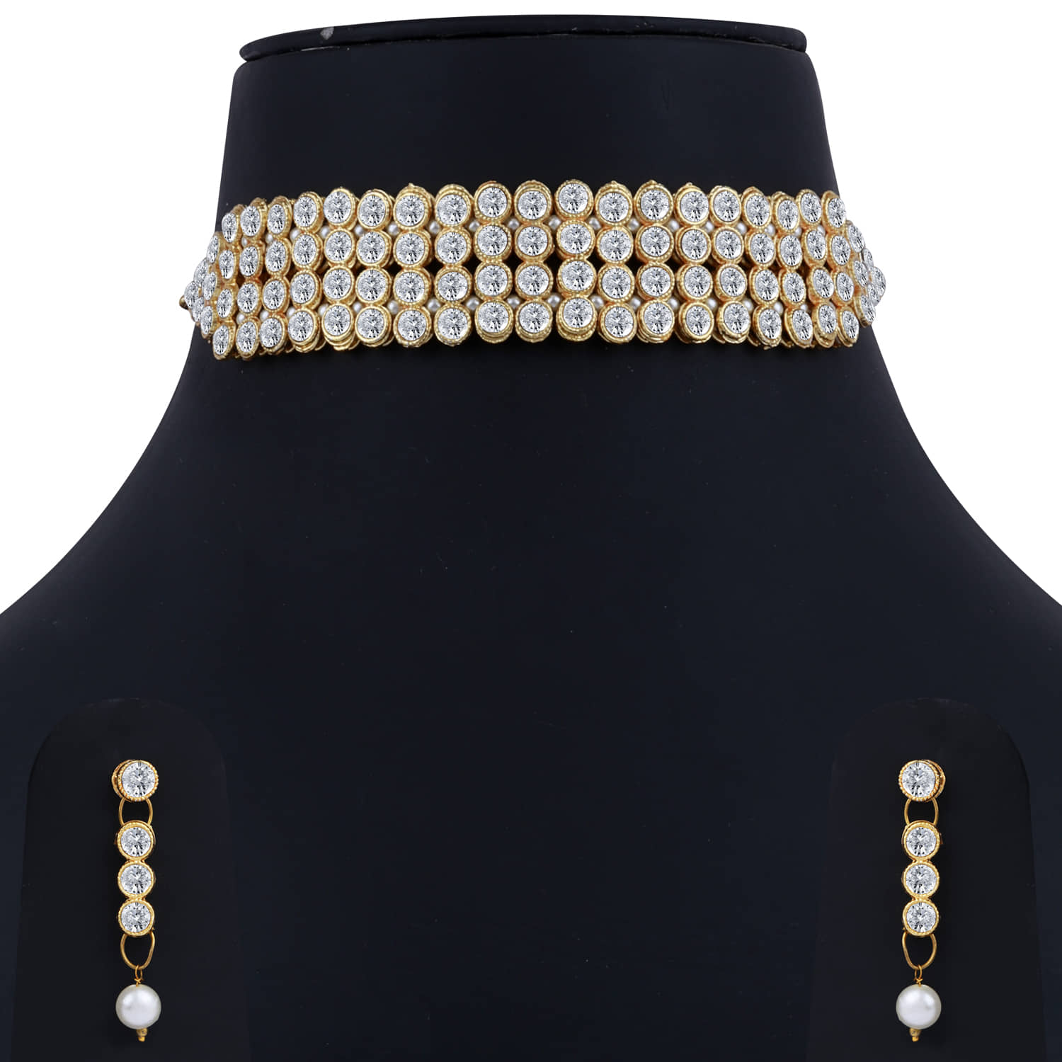 ShreejiHuf Alloy White Traditional Necklaces Set Choker