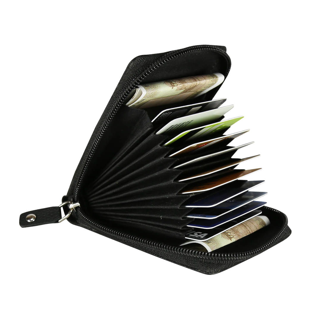     			Style 98 Black Leather RFID Protected 12 Slot Card Holder For Men&Women