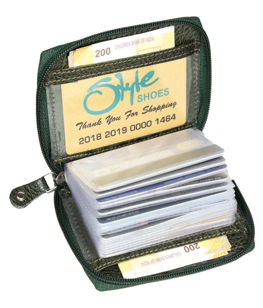     			Style 98 Green Leather RFID Protected 15 Slot Card Holder For Men&Women
