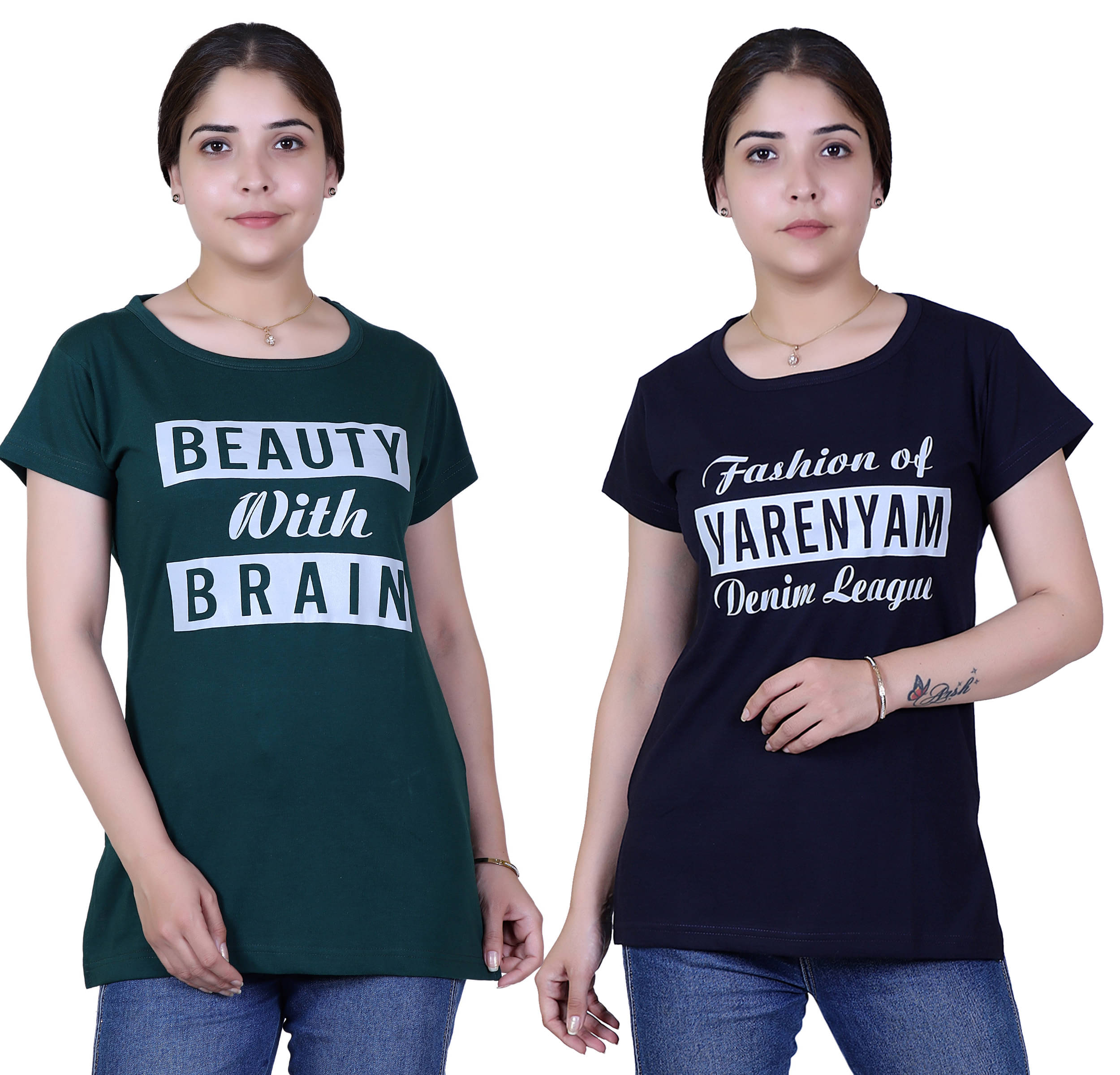 Varenyam Women Cotton Regular Fit Round Neck T-Shirt ( Green )     			Varenyam Women Cotton Regular Fit Round Neck T-Shirt ( Green )