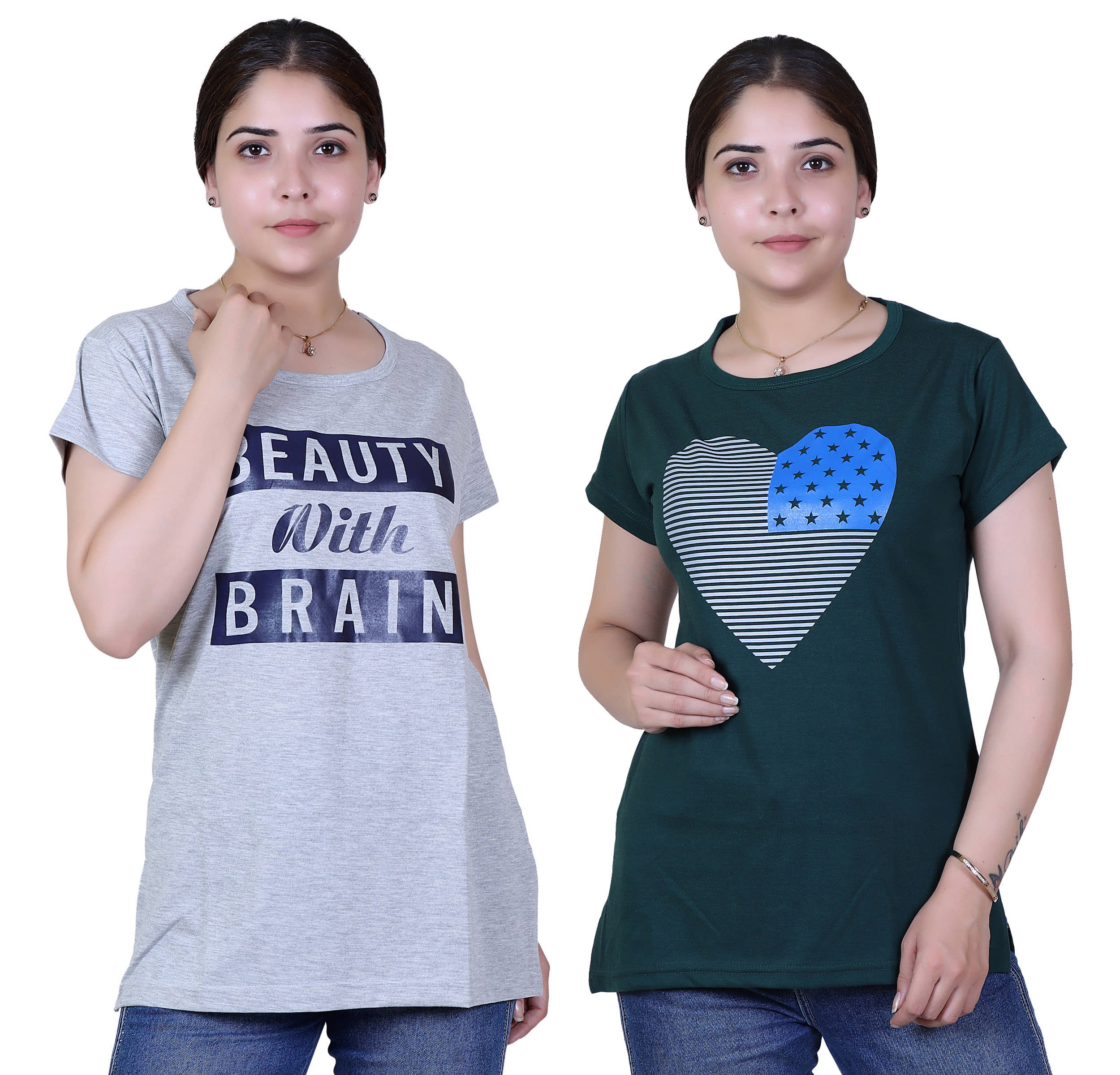 Varenyam Women Cotton Regular Fit Round Neck T-Shirt ( Grey )