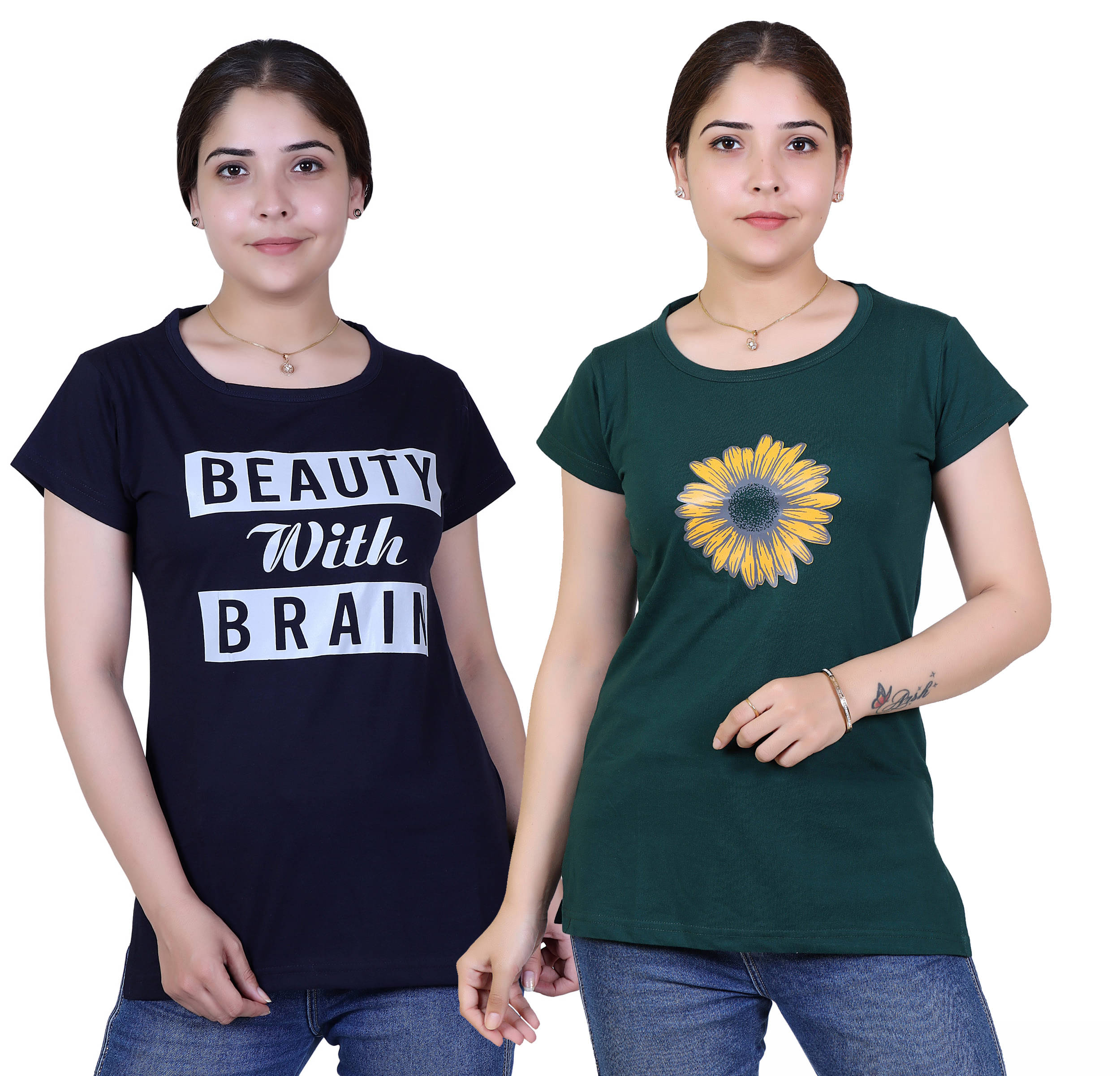     			Varenyam Women Cotton Regular Fit Round Neck T-Shirt ( Navy )