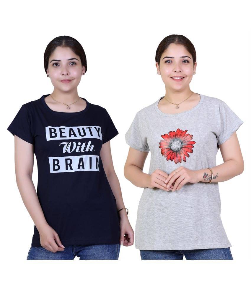     			Varenyam Women Cotton Regular Fit Round Neck T-Shirt ( Navy )