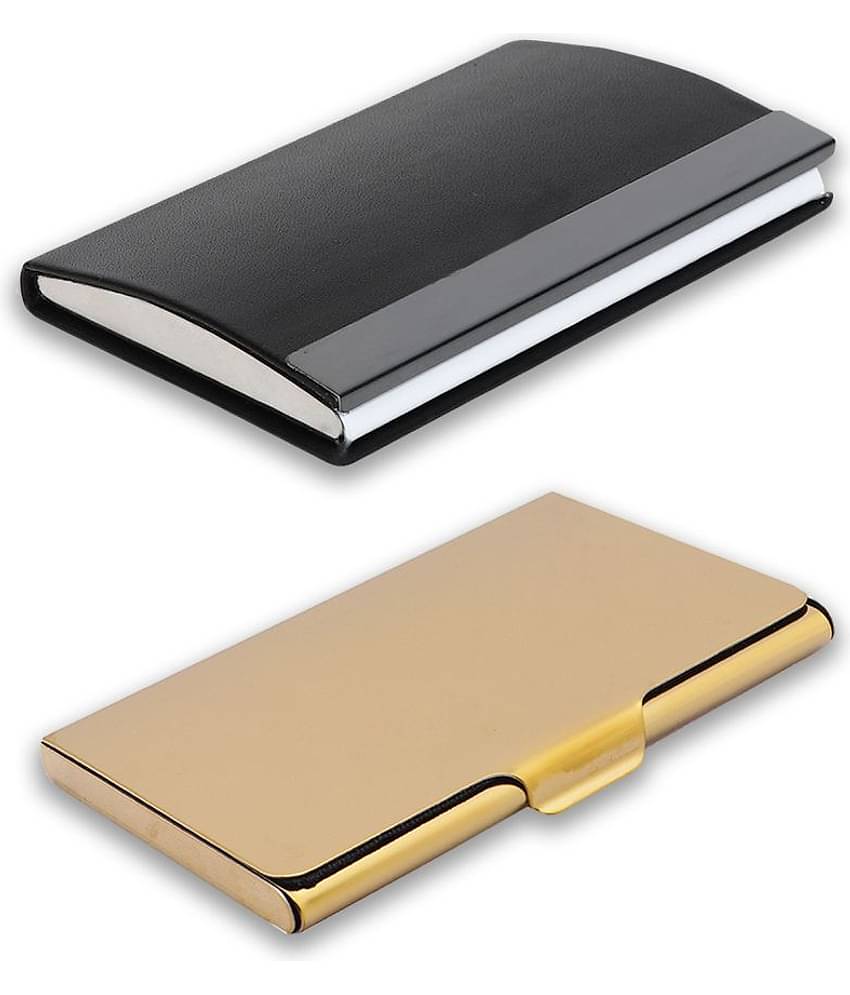 auteur A15-34 Multicolor Artificial Leather Professional Looking Visiting Card Holders for Men and Women Set of 2 (upto 15 Cards Capacity)