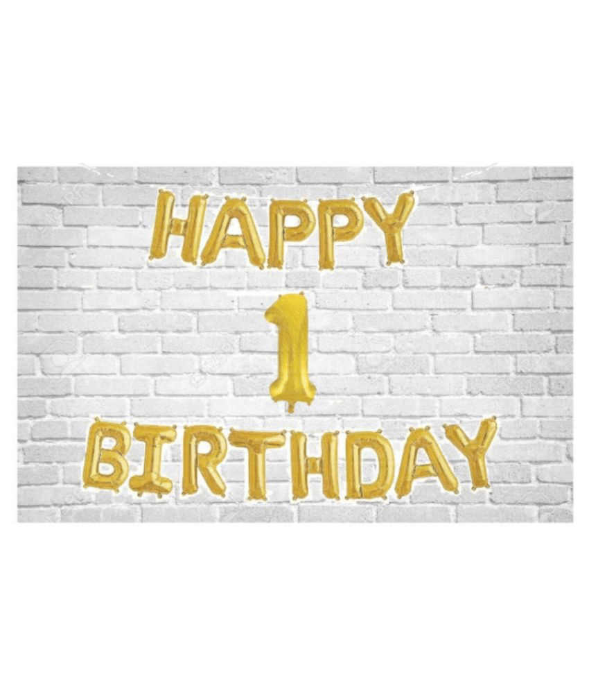     			Blooms Happy Birthday (Golden) with Numeric no. 1 (Pack of 14)
