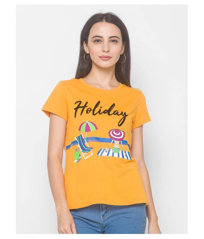 Globus Cotton Yellow T-Shirts - Single     			Globus Cotton Yellow T-Shirts - Single