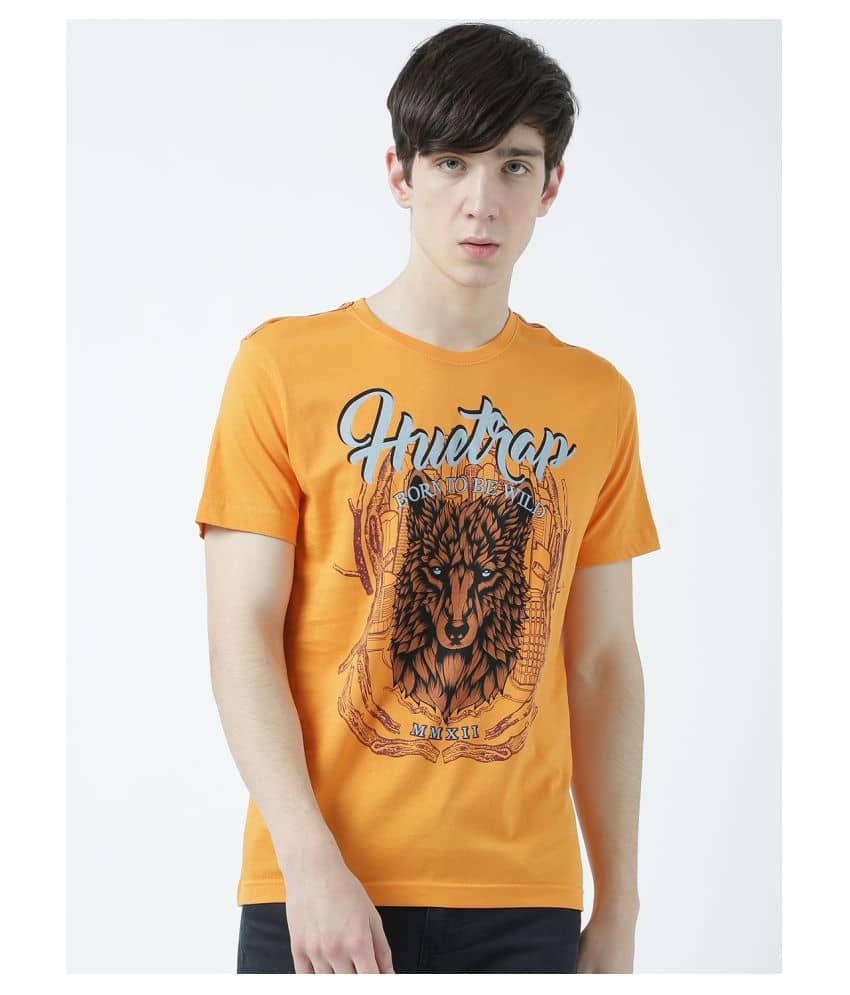 Huetrap Pack of 1 Cotton Regular Fit Men's T-Shirt ( Orange )