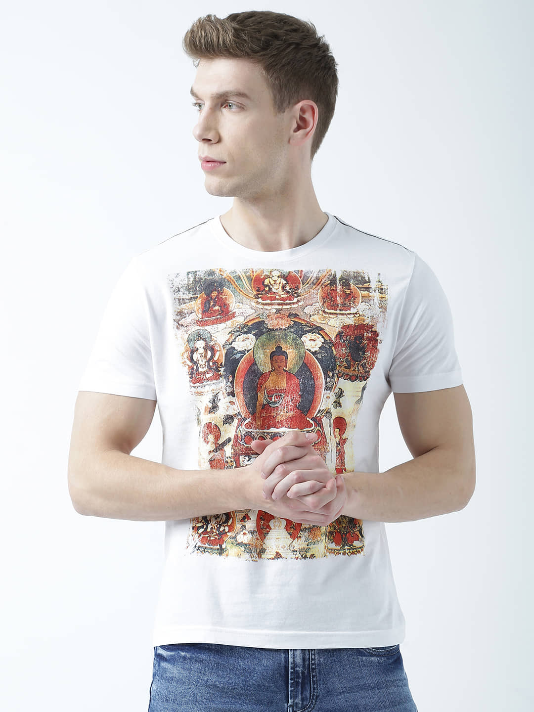 Huetrap Pack of 1 Cotton Regular Fit Men's T-Shirt ( White )