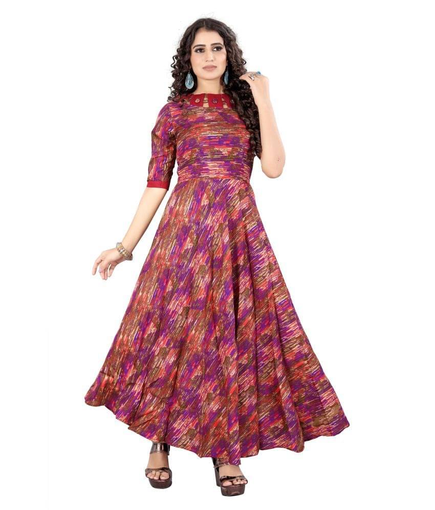     			MEESORRA - Multicolor Rayon Women's Flared Kurti