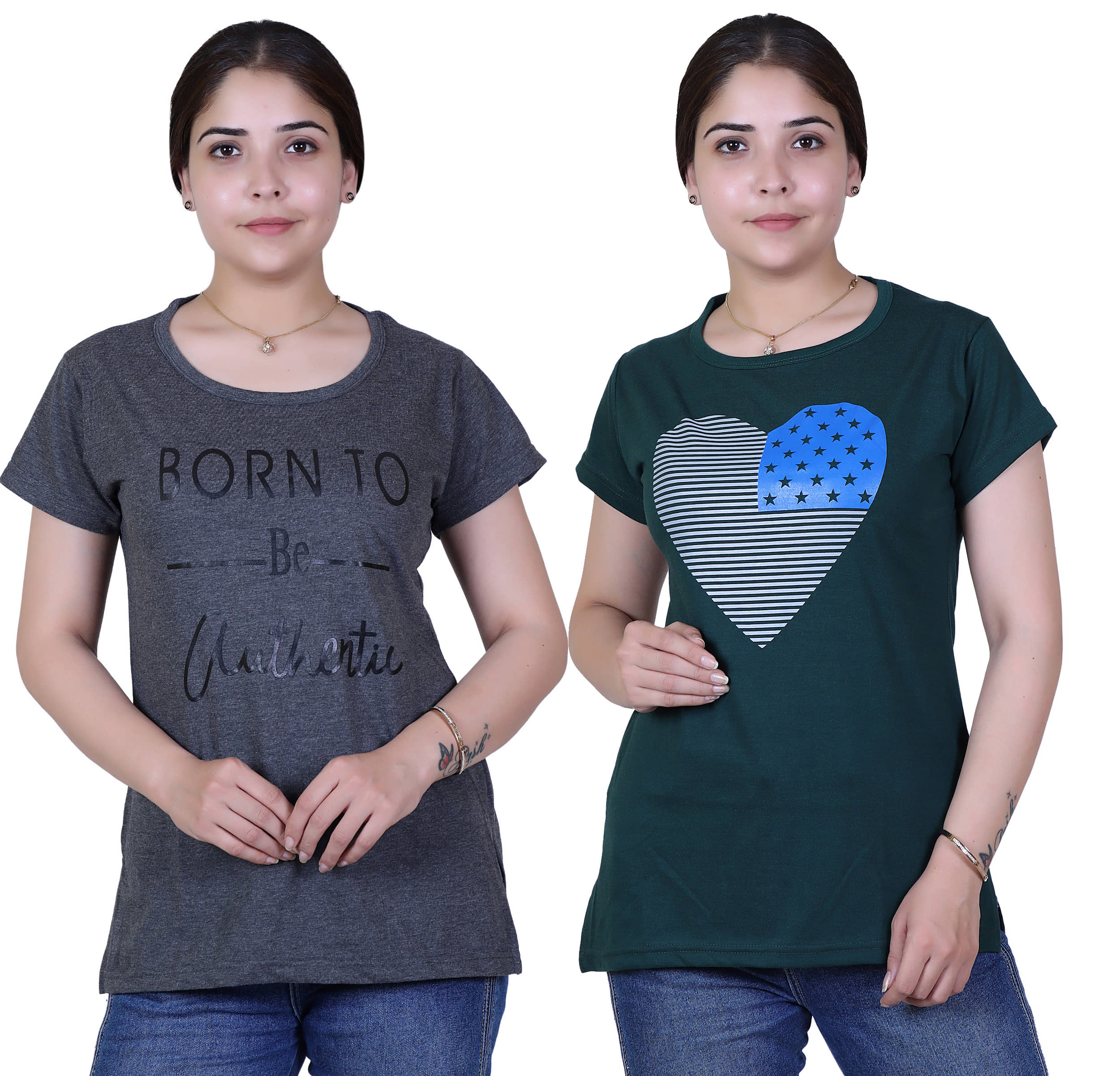 Varenyam Women Cotton Regular Fit Round Neck T-Shirt ( Grey )