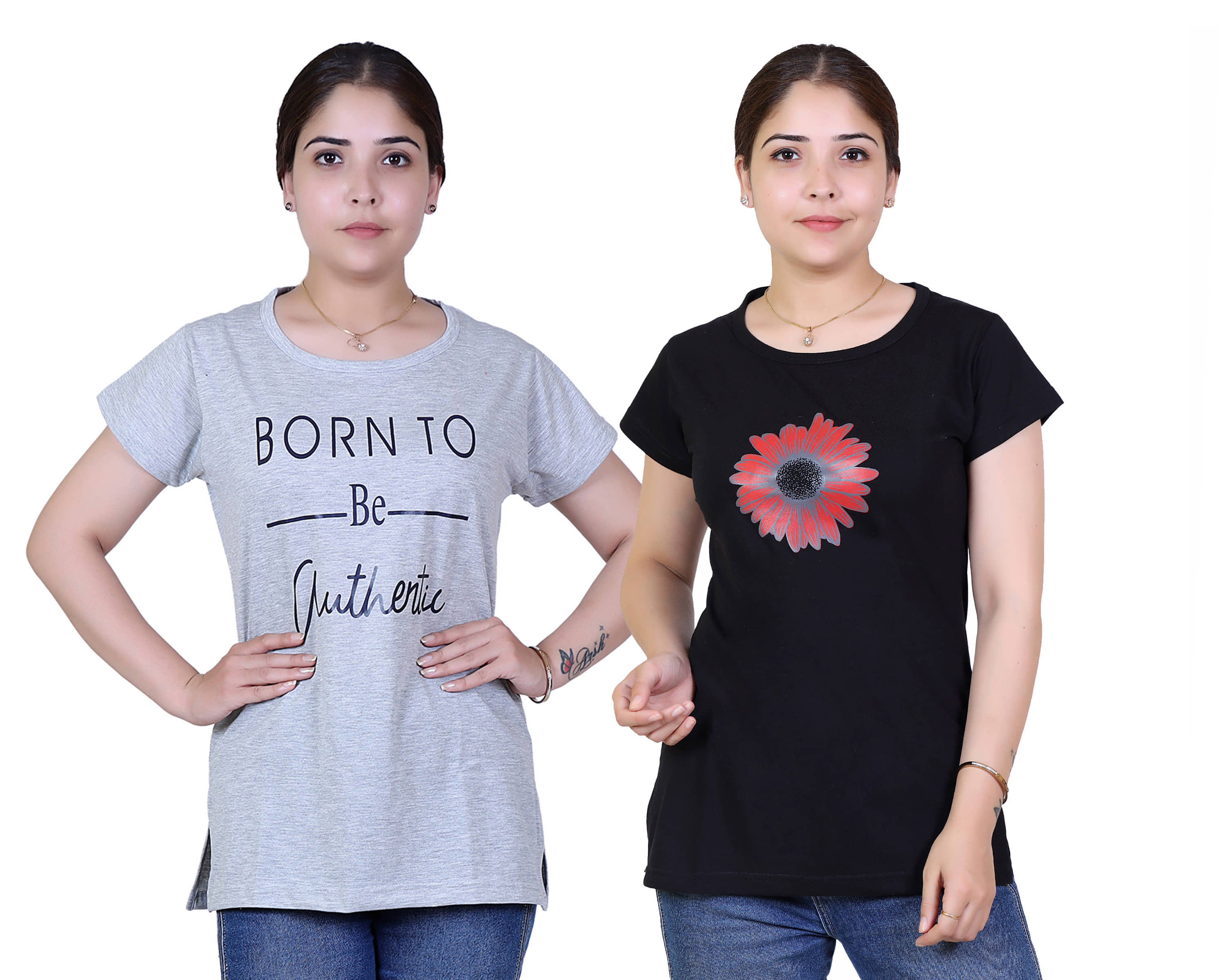 Varenyam Women Cotton Regular Fit Round Neck T-Shirt ( Grey )