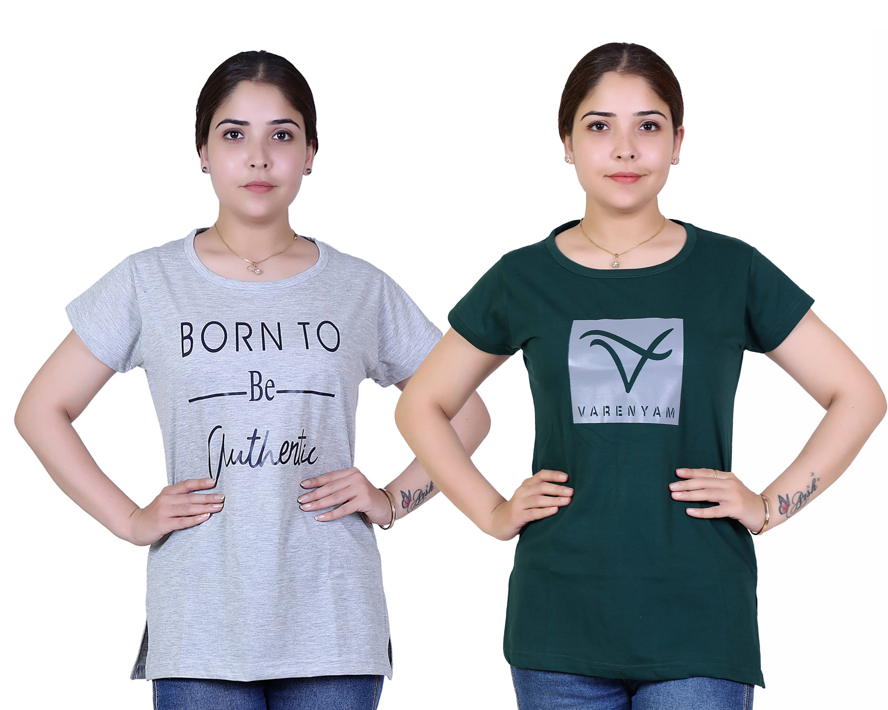 Varenyam Women Cotton Regular Fit Round Neck T-Shirt ( Grey )     			Varenyam Women Cotton Regular Fit Round Neck T-Shirt ( Grey )