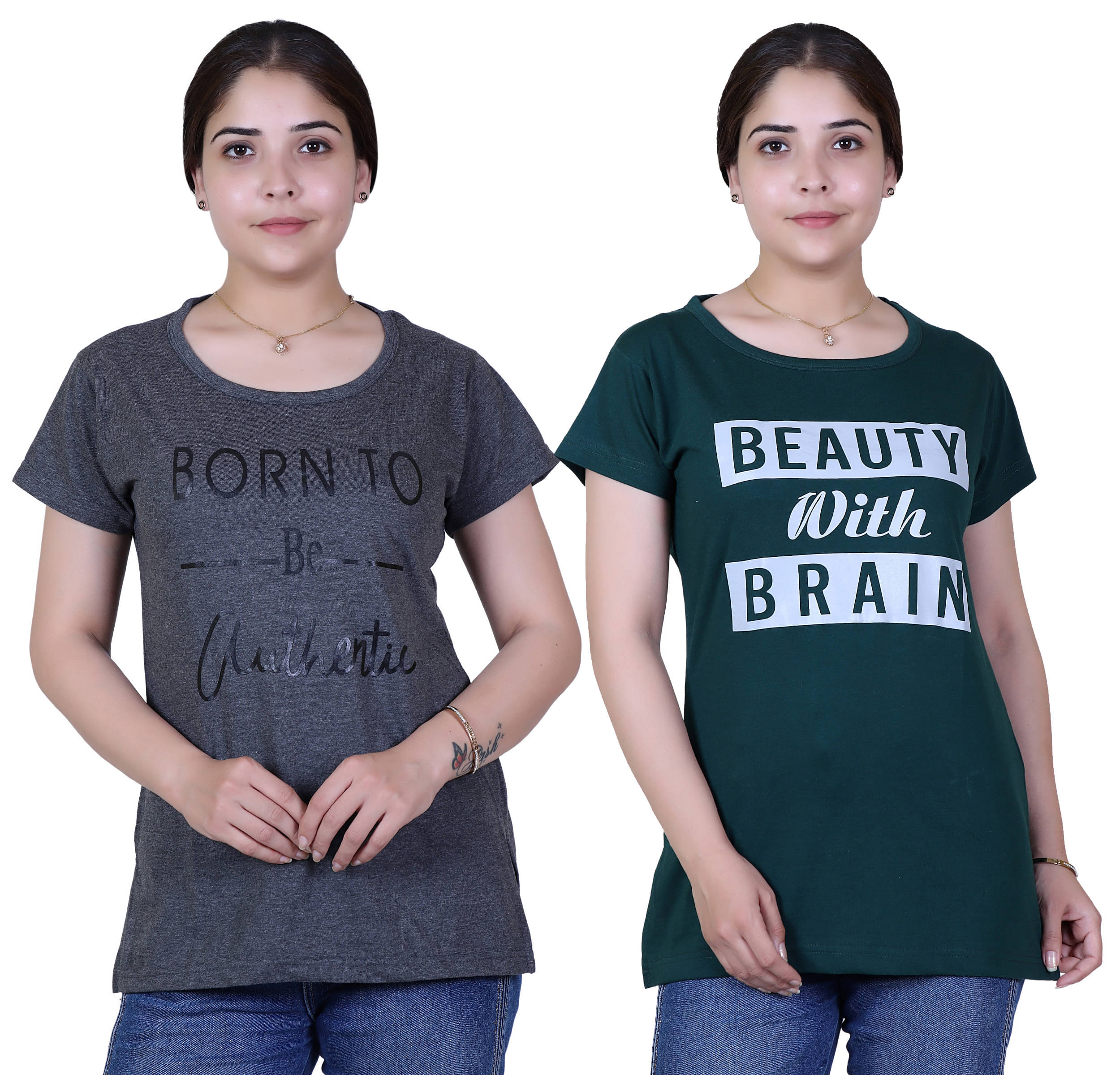 Varenyam Women Cotton Regular Fit Round Neck T-Shirt ( Grey )     			Varenyam Women Cotton Regular Fit Round Neck T-Shirt ( Grey )