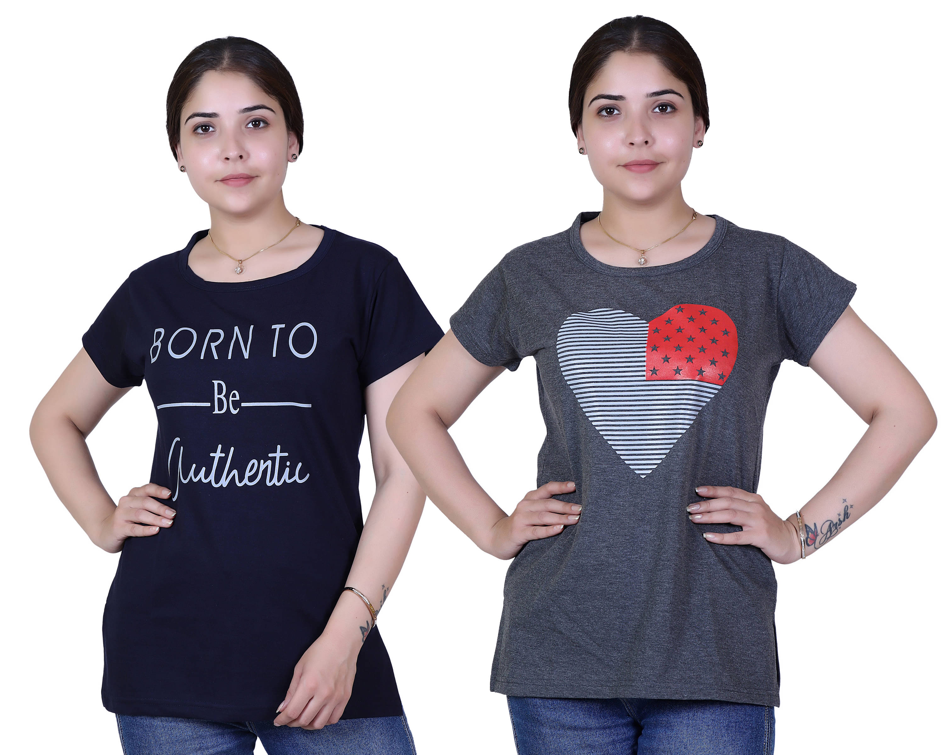     			Varenyam Women Cotton Regular Fit Round Neck T-Shirt ( Navy )