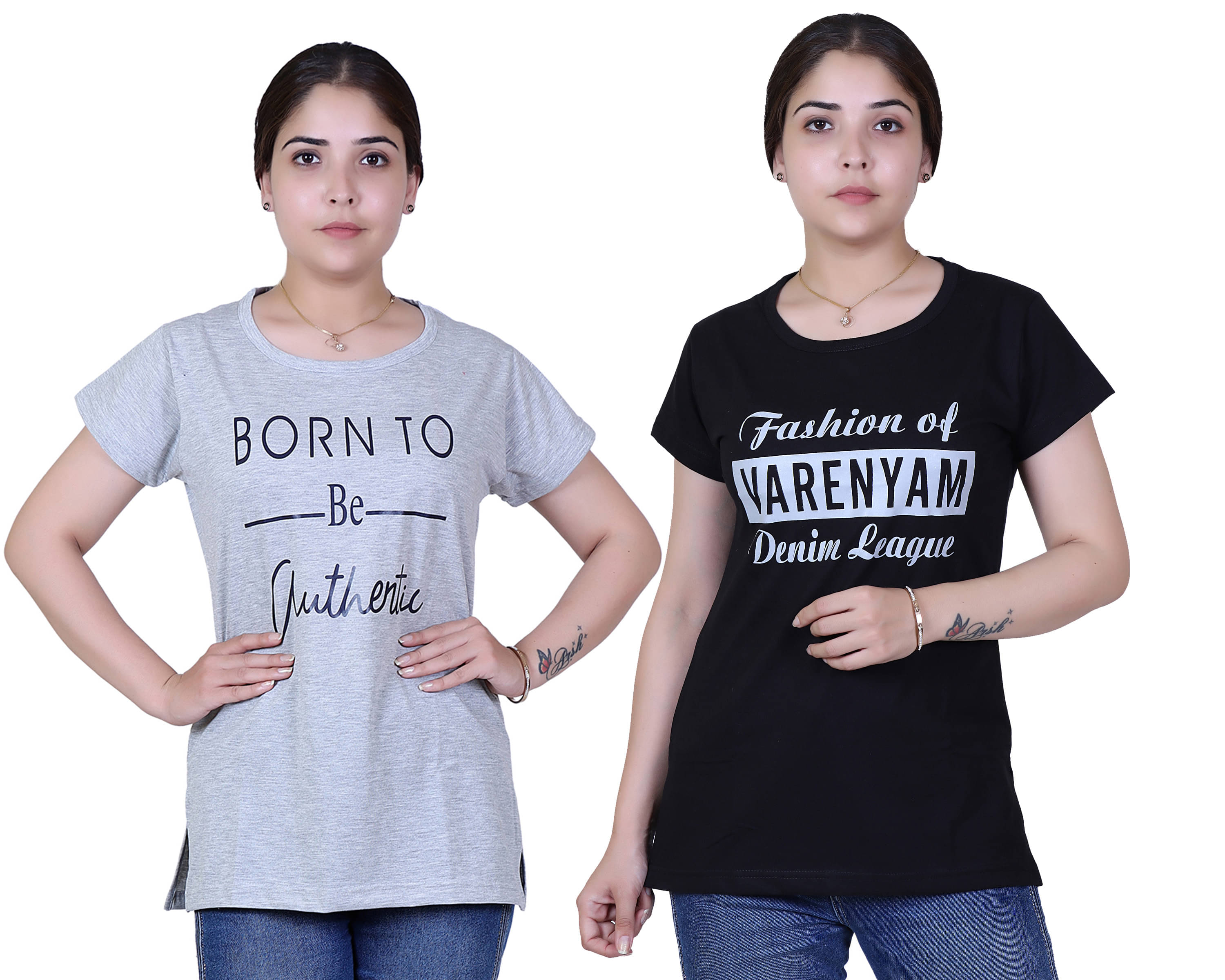     			Varenyam Women Cotton Regular Fit Round Neck T-Shirt ( Navy )