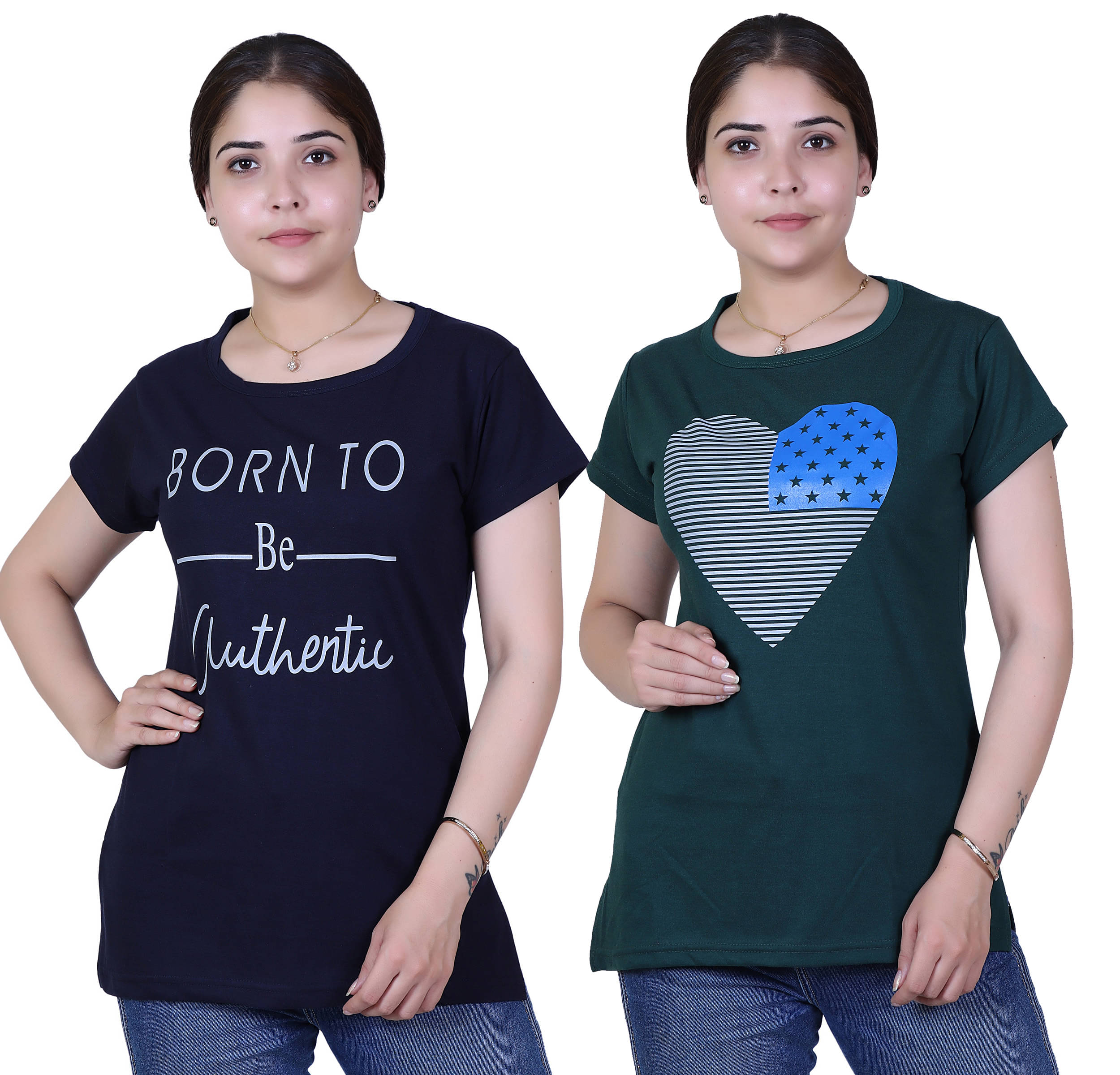     			Varenyam Women Cotton Regular Fit Round Neck T-Shirt ( Navy )