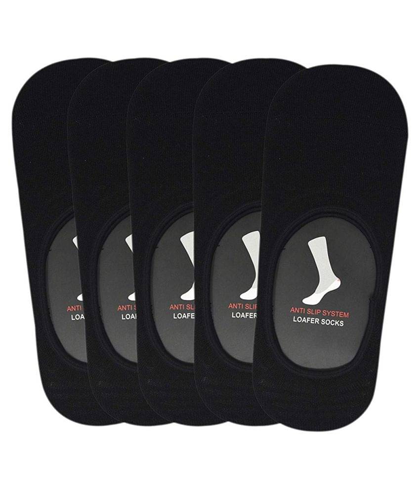 Balenzia - Cotton Blend Men's Solid Black No Show Socks ( Pack of 5 ) Balenzia - Cotton Blend Men's Solid Black No Show Socks ( Pack of 5 )