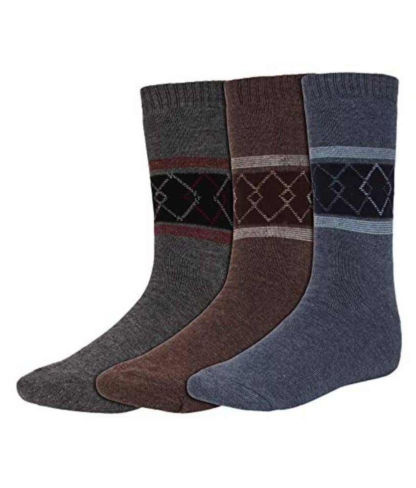 Creature - Woollen Men's Printed Multicolor Mid Length Socks ( Pack of 3 )