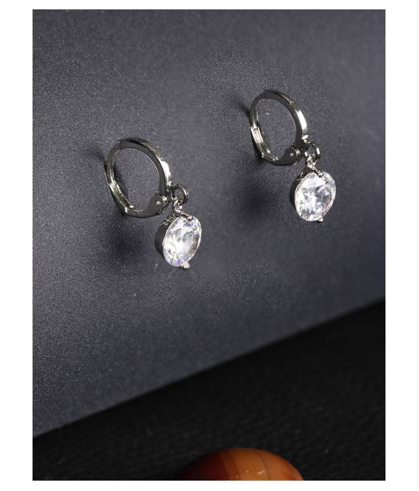     			Priyaasi Artificial Stone Silver Plated Hoop Earring