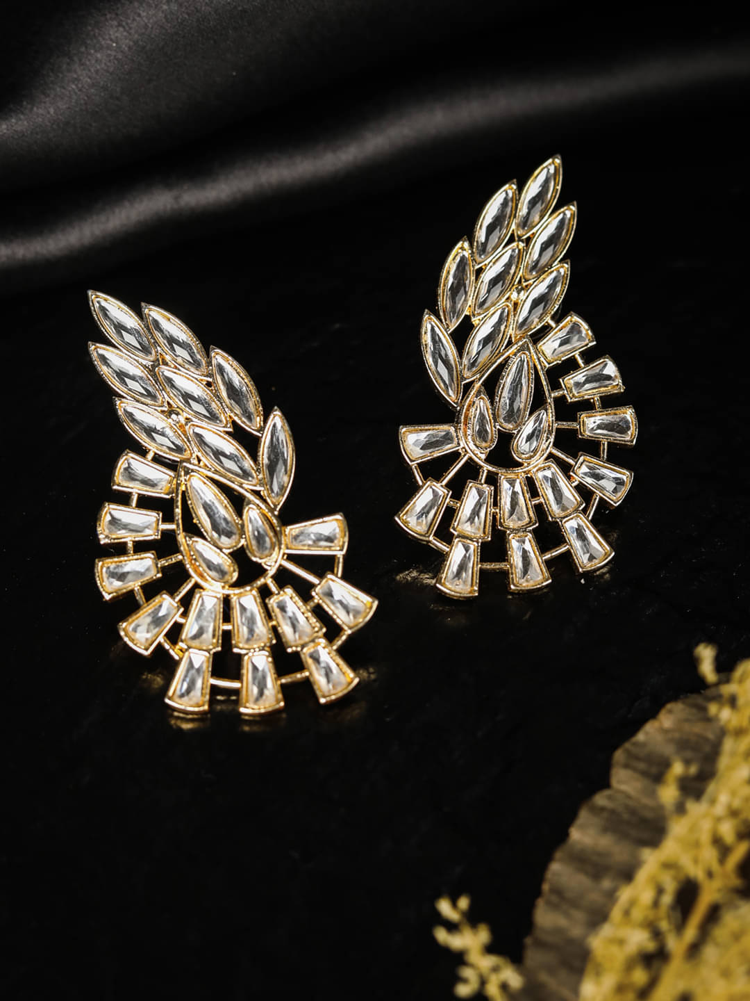     			Priyaasi Stones Studded Rose Gold Plated Drop Earring