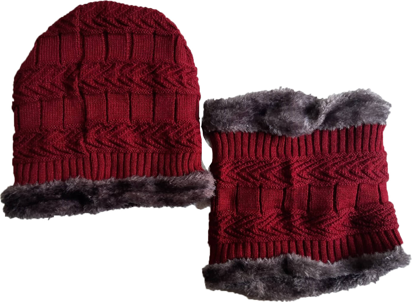     			Whyme Fashion Maroon Knitted Fur Combo