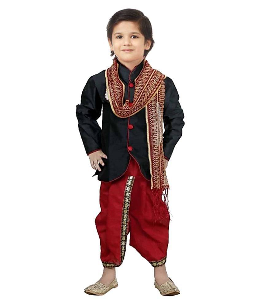     			JCT DRESSES Boys Silk - Pattern Dhoti Kurta Set ( Royal Blue , Pack of 1 )