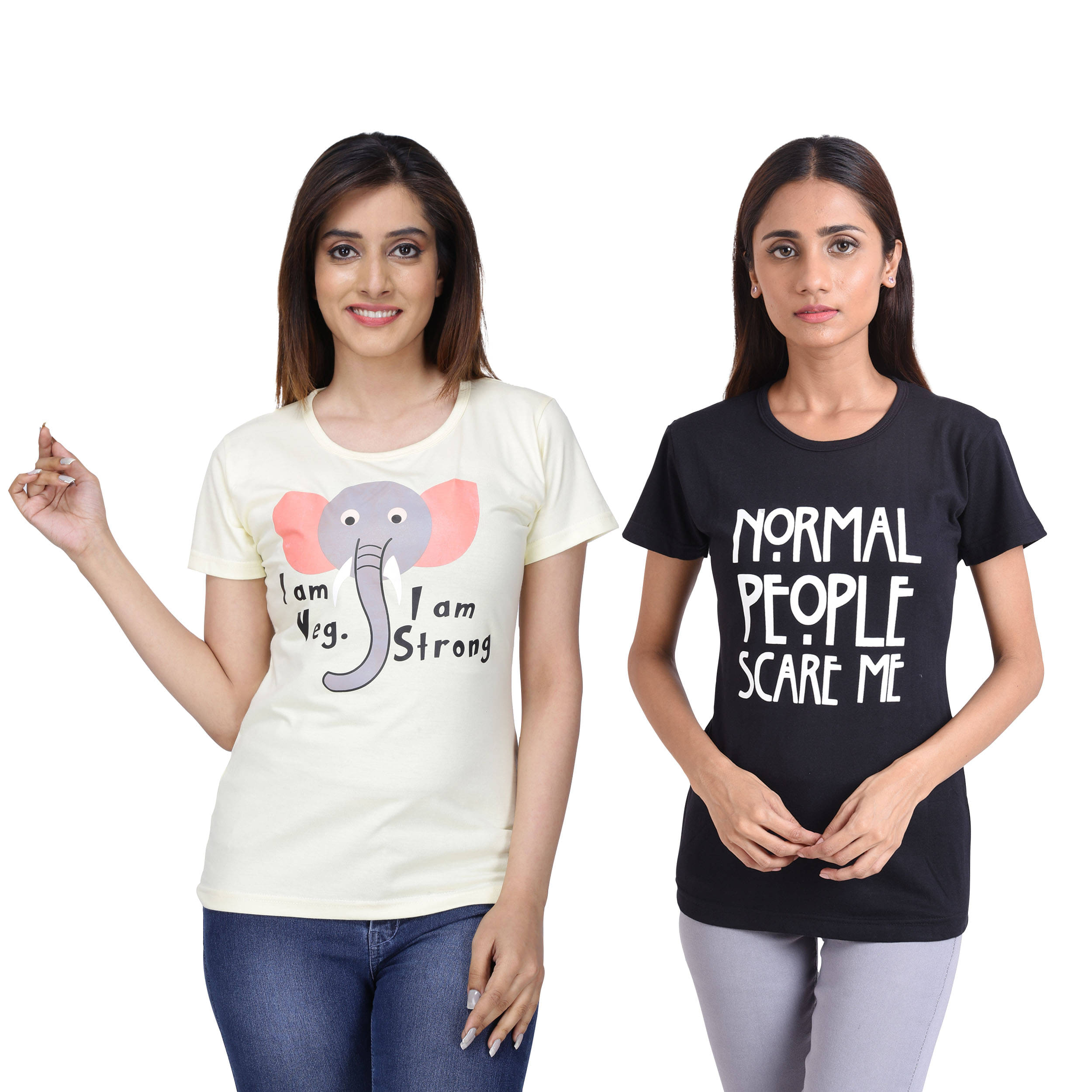     			Neo Garments Women Cotton Printed Regular Fit Round Neck T-Shirt ( Multi Color )