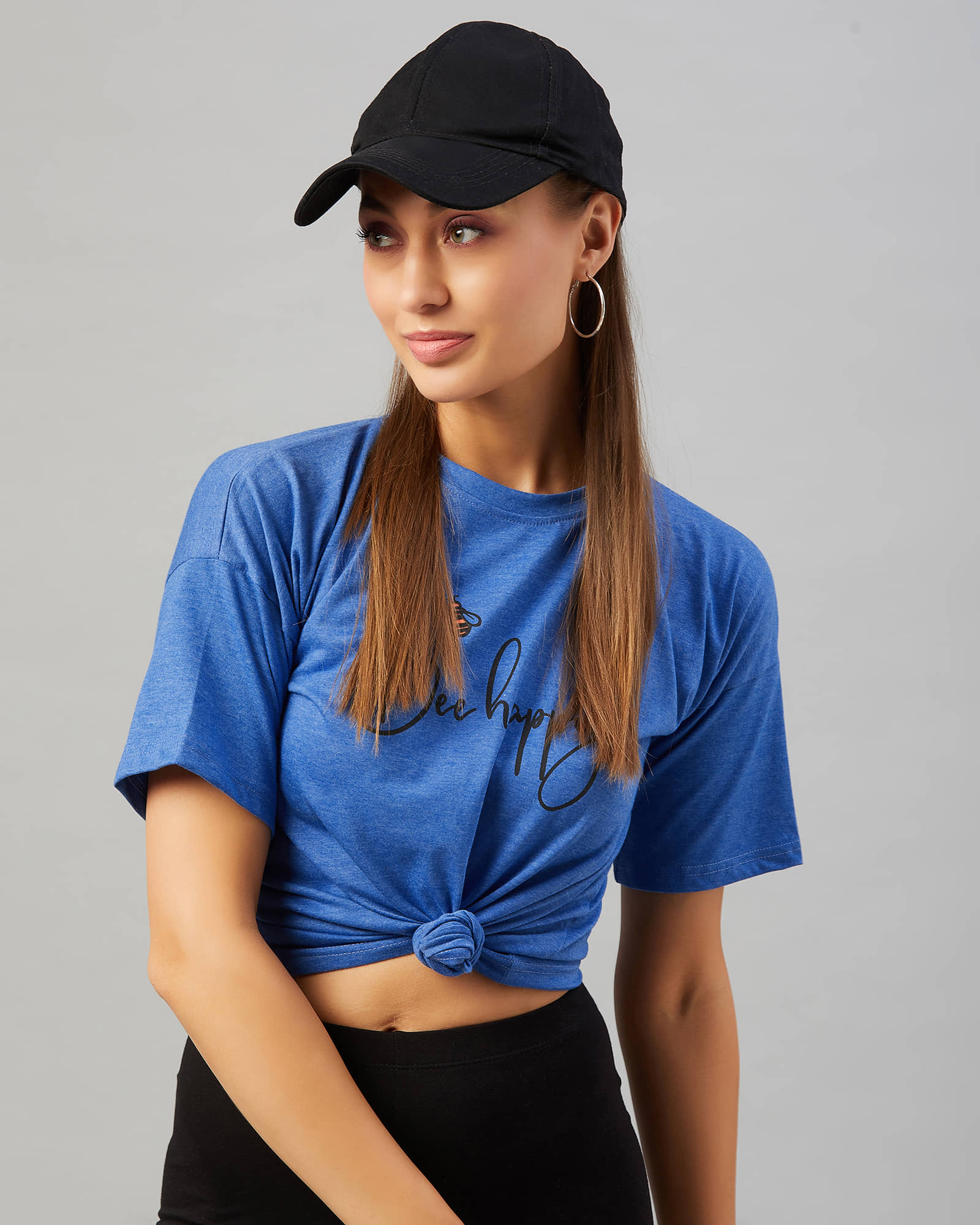 Chimpaaanzee Women Cotton Printed Regular Fit Round Neck T-Shirt ( Blue )