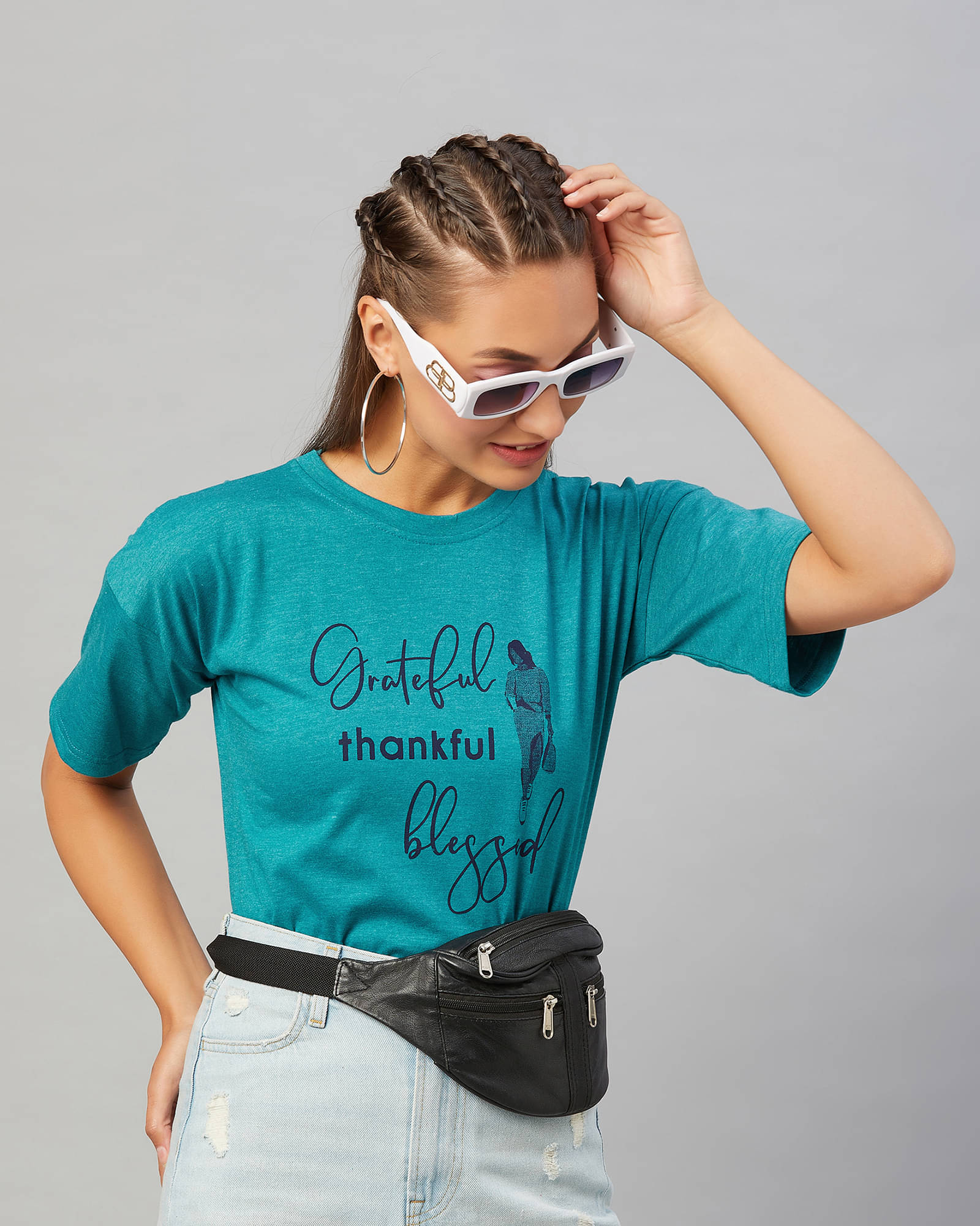     			Chimpaaanzee Women Cotton Printed Regular Fit Round Neck T-Shirt ( Green )