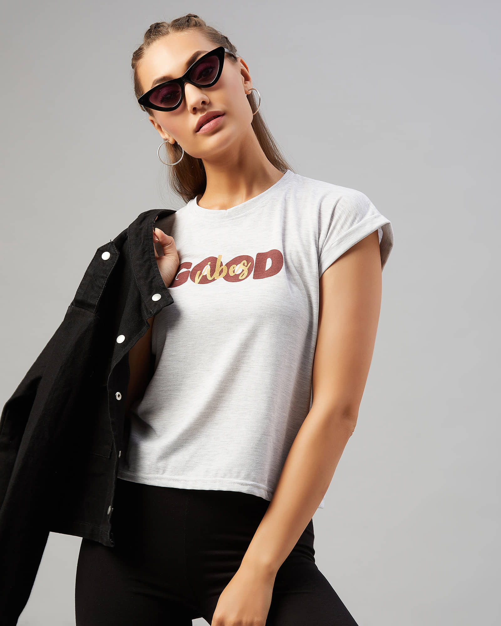 Chimpaaanzee Women Cotton Printed Regular Fit Round Neck T-Shirt ( Grey )