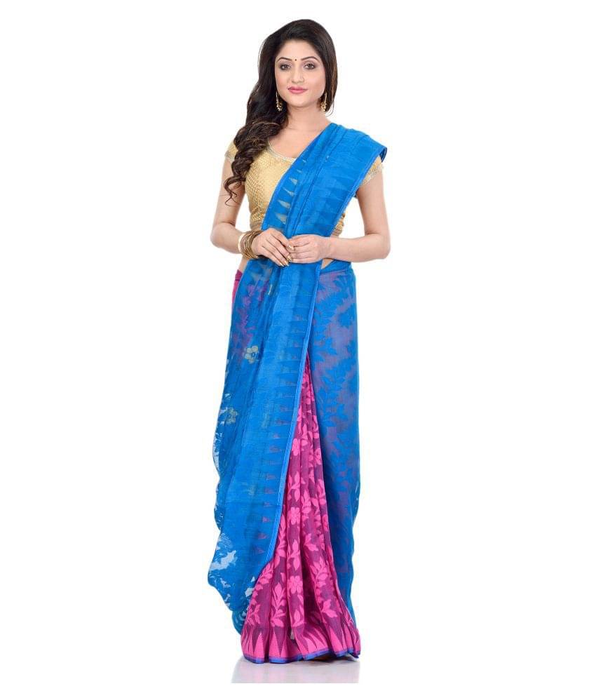 Desh Bidesh Bengal Handloom Saree Without Blouse Piece ( Pink ) Desh Bidesh Bengal Handloom Saree Without Blouse Piece ( Pink )
