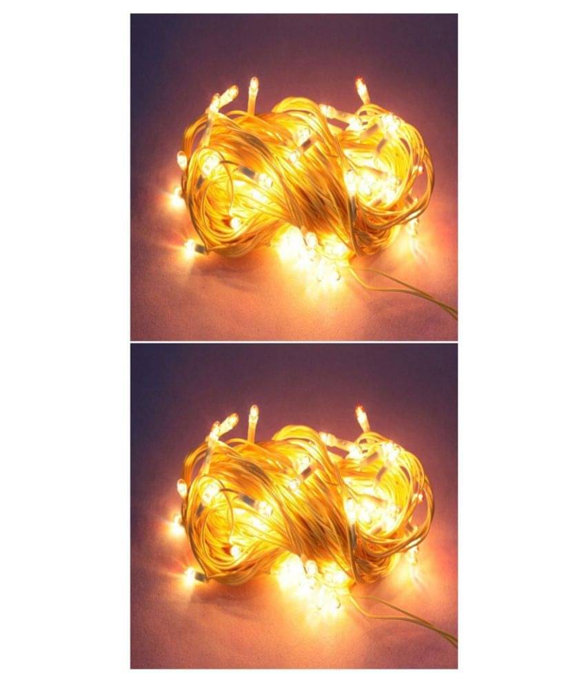     			Golden Classic Diwali Rice String Lights (Pack of 2 - 8 Meter Each)