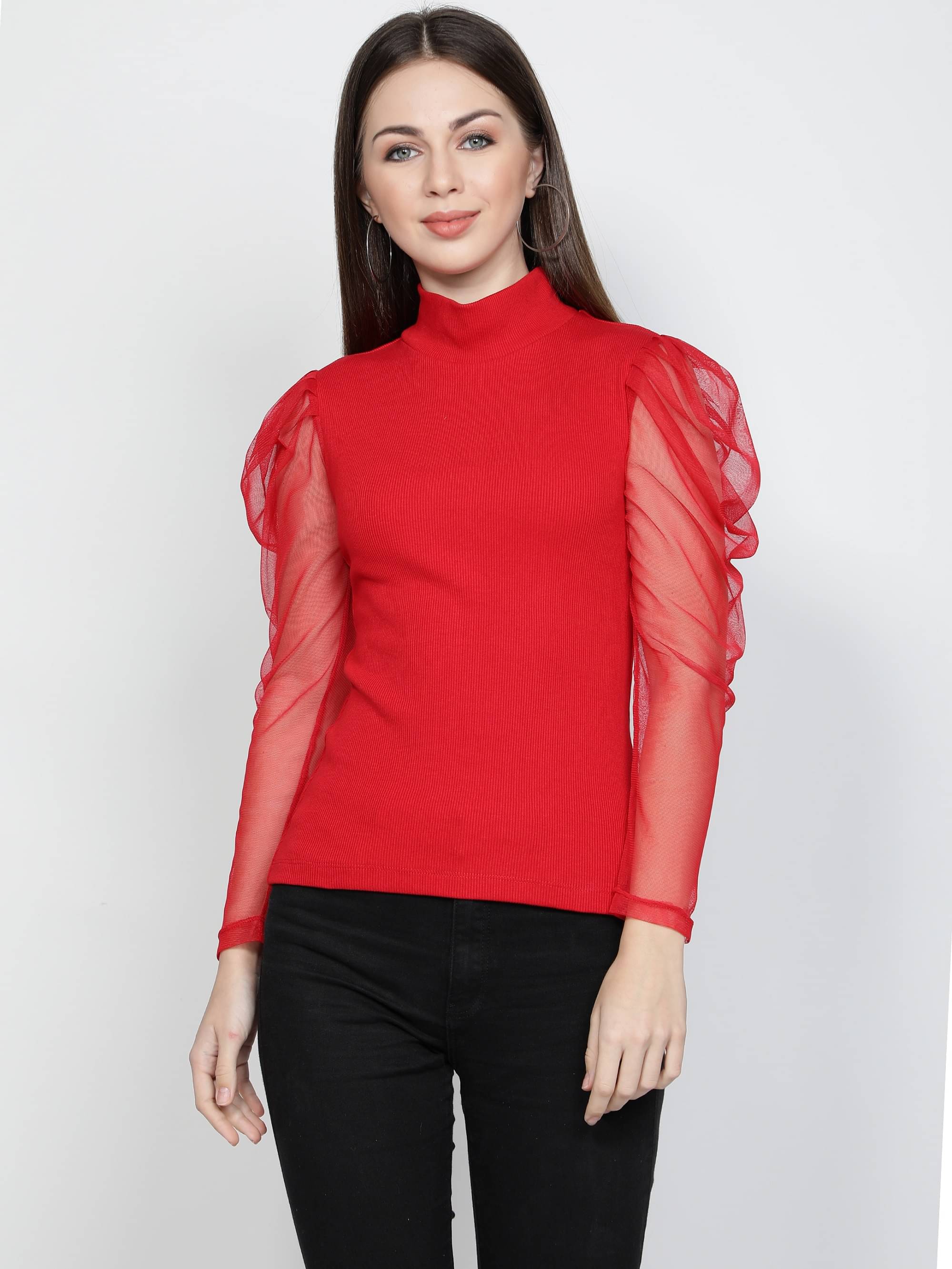     			NUEVOSDAMAS Women's Cotton Blend Regular Top ( Red )