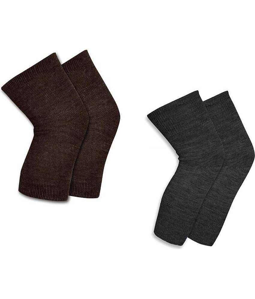 Penyan™ Knee Warmers, Woolen Knee Cap | Unisex | Elastic Support | Fully Stretchable (Brown + Grey) - Combo 2 Pair