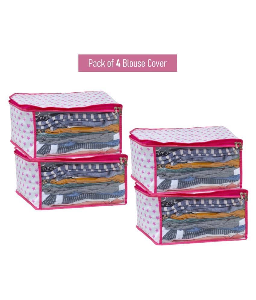 SH. NASIMA 4 Pieces Non Woven Blouse Cover 4 Set, Pink Star