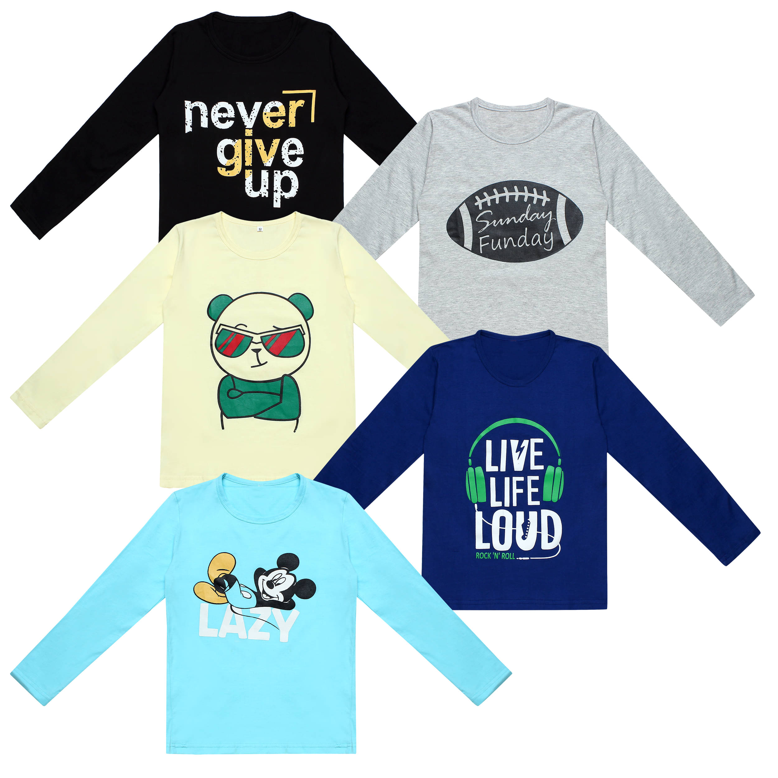     			Diaz Pack of 5 Boys Cotton T-Shirt ( Multi Color )
