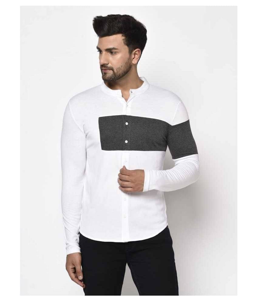 Glito Cotton Blend Regular Fit Colorblock Men's Casual Shirt - White ( Pack of 1 ) Glito Cotton Blend Regular Fit Colorblock Men's Casual Shirt - White ( Pack of 1 )