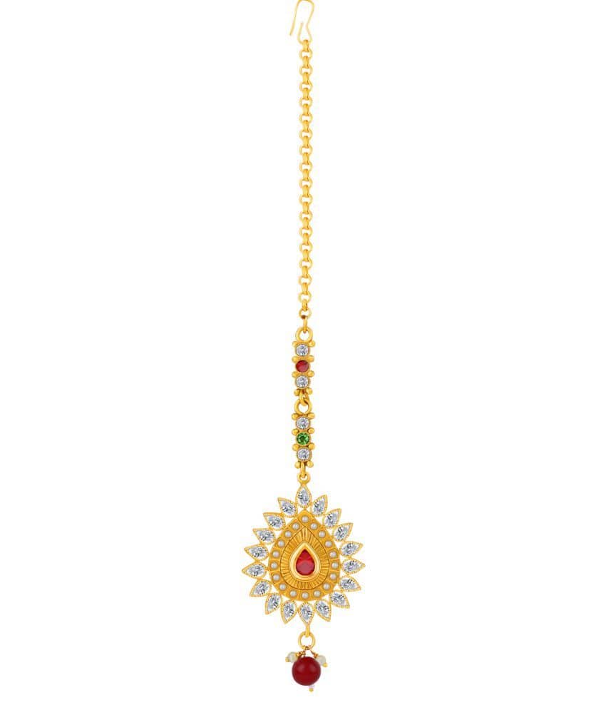 Paola Traditional Gold Plated Kundan Style Maang Tikka Jewellery For Women Girl - Jewellery Sets | Buy online on ZillyBuy