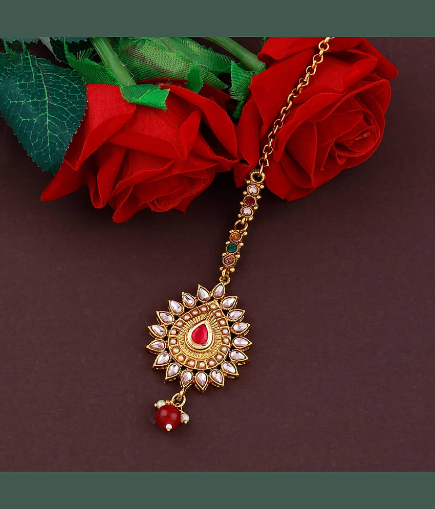 Paola Traditional Gold Plated Kundan Style Maang Tikka Jewellery For Women Girl - Jewellery Sets | Buy online on ZillyBuy