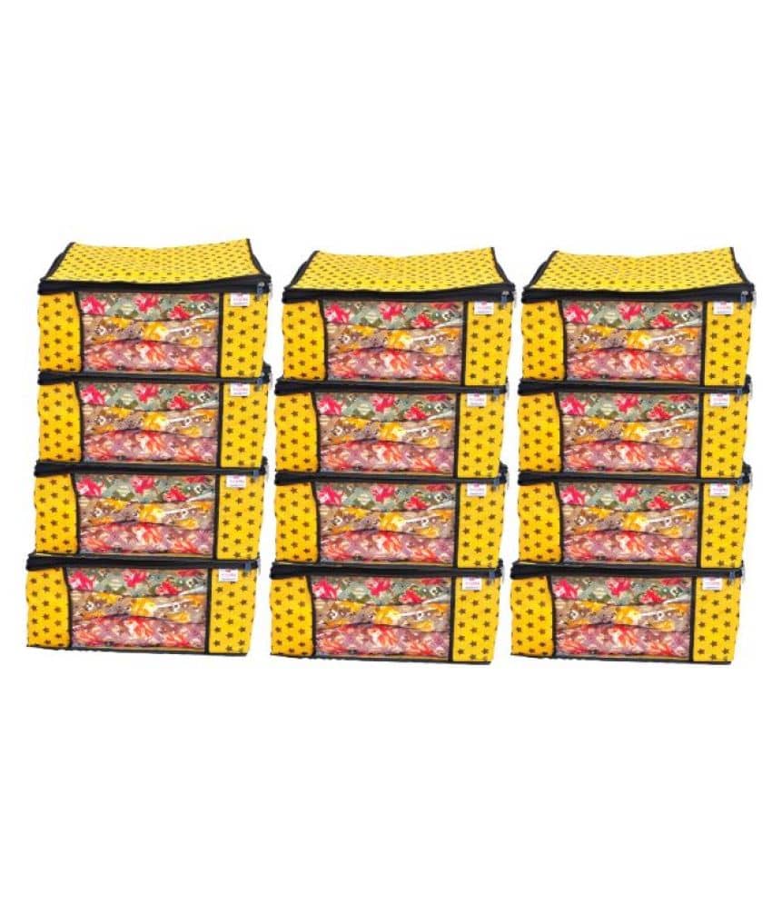 SH. NASIMA  Non Woven Printed Saree Cover Bag Wardrobe with Transparent Window(, Pack of 12, Red)