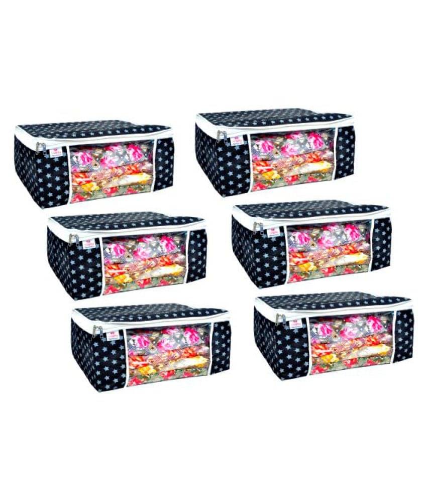 SH. NASIMA Non Woven Printed Saree Cover Bag Wardrobe with Transparent Window( Pack of 6, Black) SH. NASIMA Non Woven Printed Saree Cover Bag Wardrobe with Transparent Window( Pack of 6, Black)