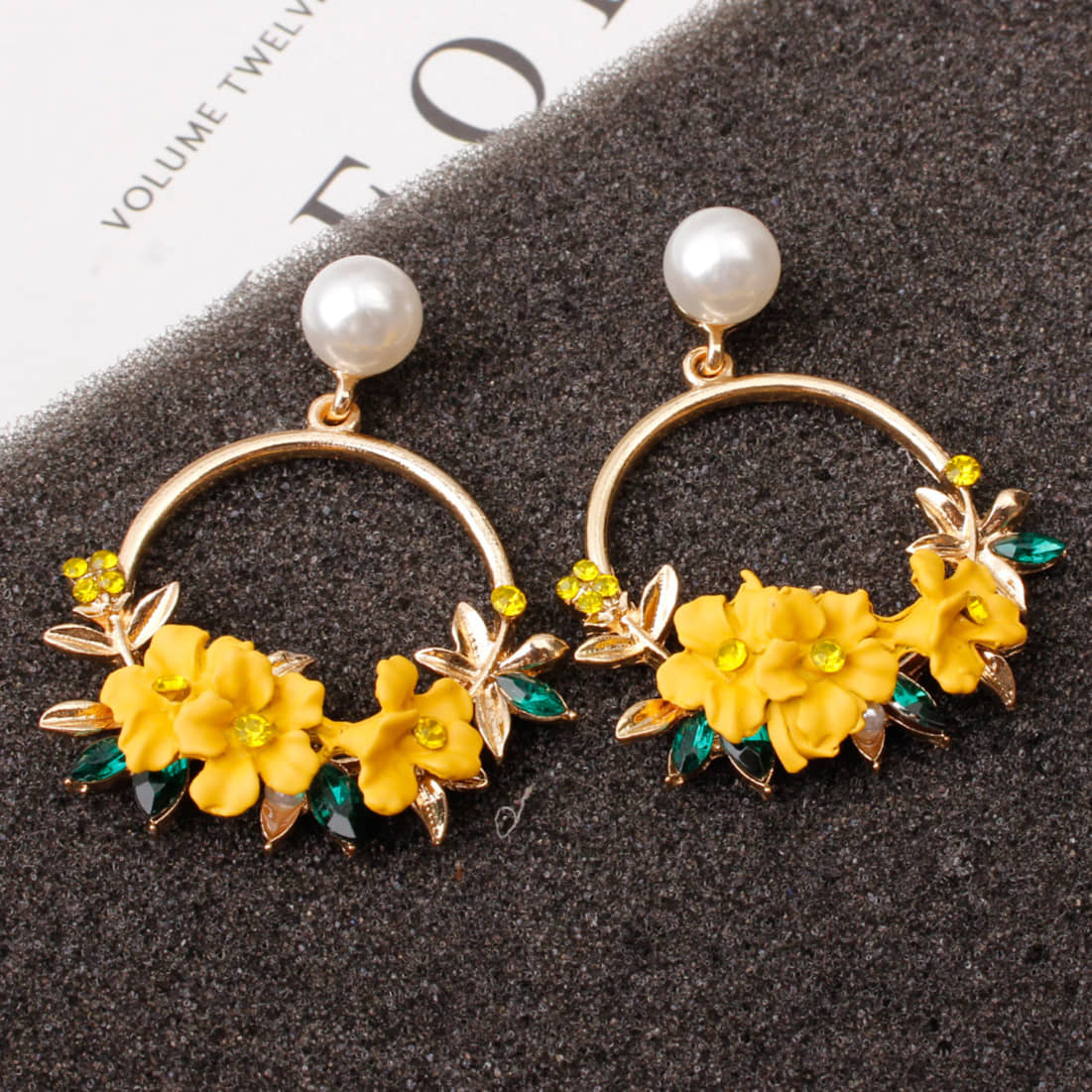 YouBella Crystal Gold Plated Floral Resin Yellow Earrings for Girl's and Women's - Earrings | Buy online on ZillyBuy