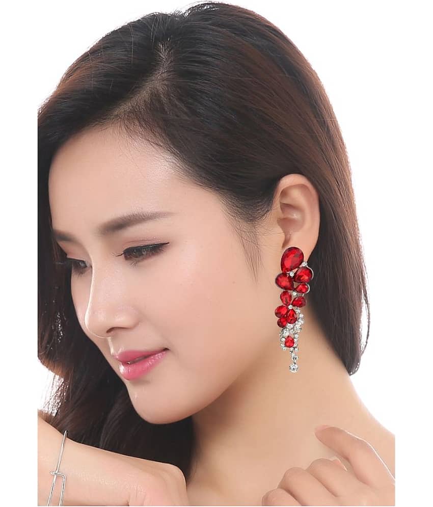 YouBella Fashion Gold-Plated Silver Plated Stylish Crystal Fancy Party Wear Earrings Jewellery for Women (Red) - Earrings | Buy online on ZillyBuy