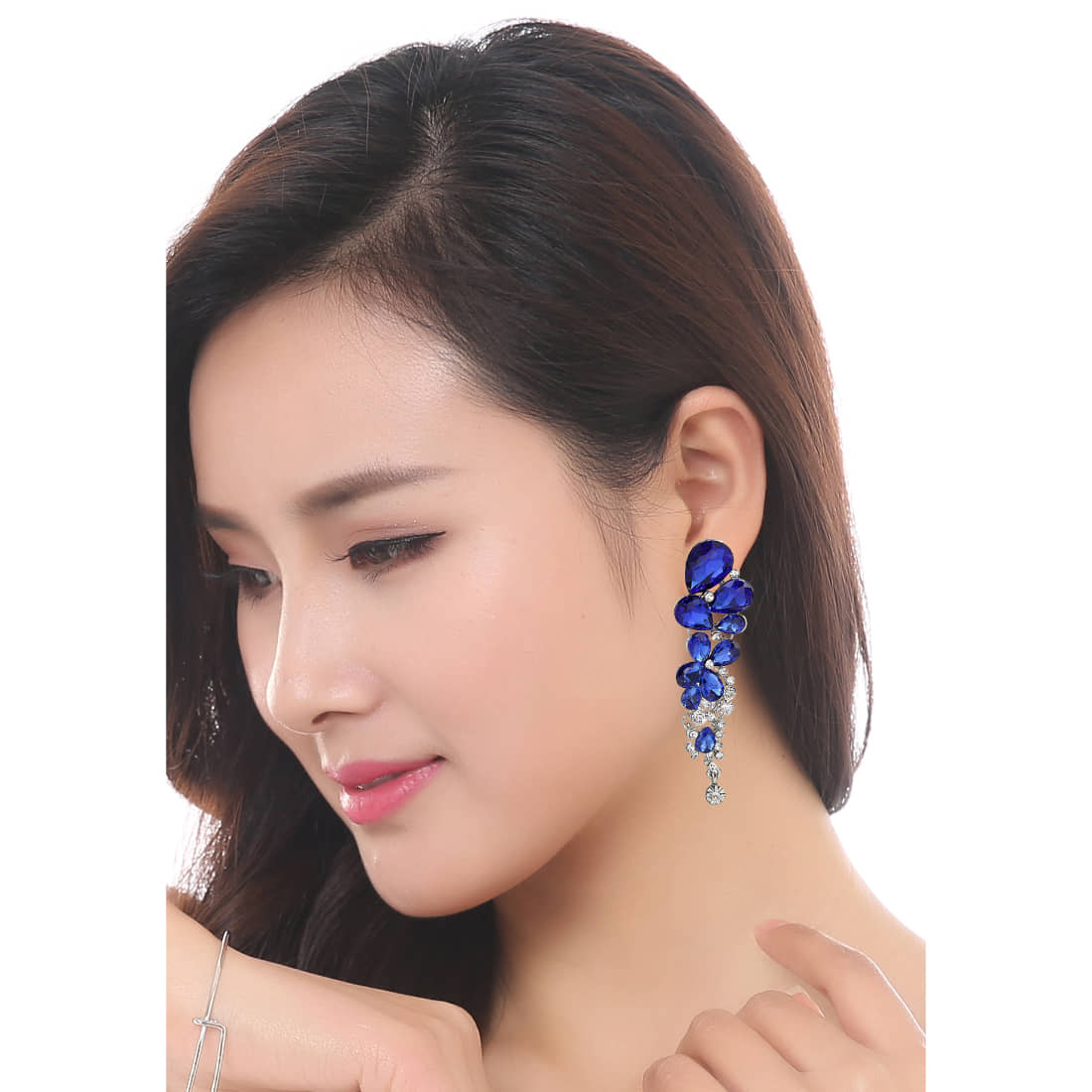 YouBella Fashion Jewellery Stylish Crystal Fancy Party Wear Earrings for Girls and Women (BLUE) - Earrings | Buy online on ZillyBuy