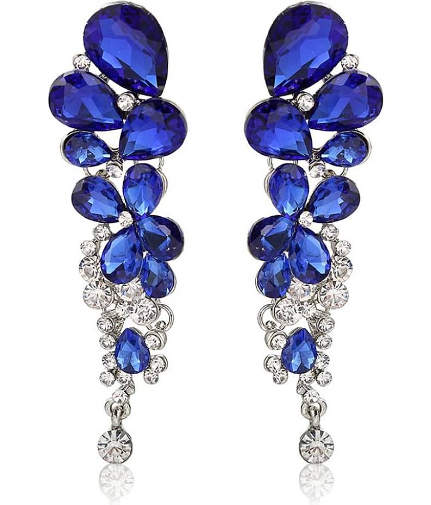 YouBella Fashion Jewellery Stylish Crystal Fancy Party Wear Earrings for Girls and Women (BLUE)