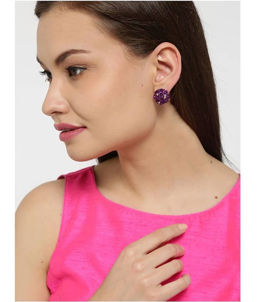 YouBella Fashion Jewellery Summer Special Stylish Rose Shape Fancy Party Wear Earrings for Girls and Women (Purple) - Earrings | Buy online on ZillyBuy