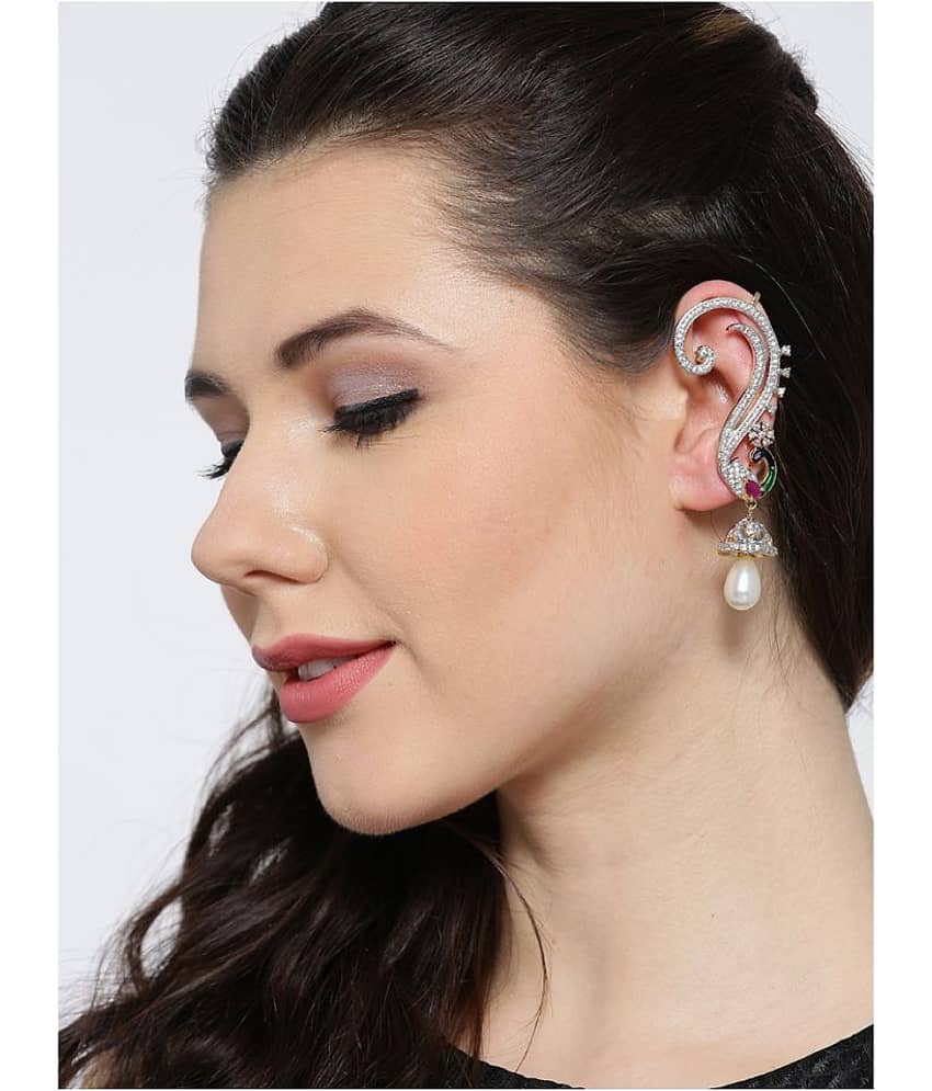 YouBella Gold Plated American Diamond Peacock Earcuff - Earrings | Buy online on ZillyBuy