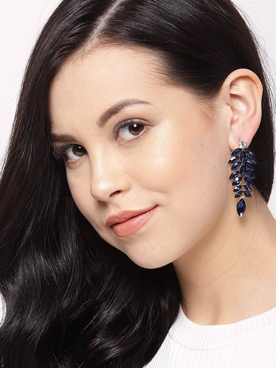     			YouBella Gold Plated Latest design stylish Jewellery Valentine Collection Crystal Fashion Fancy Party Wear Blue Earrings for Girl's and Women's