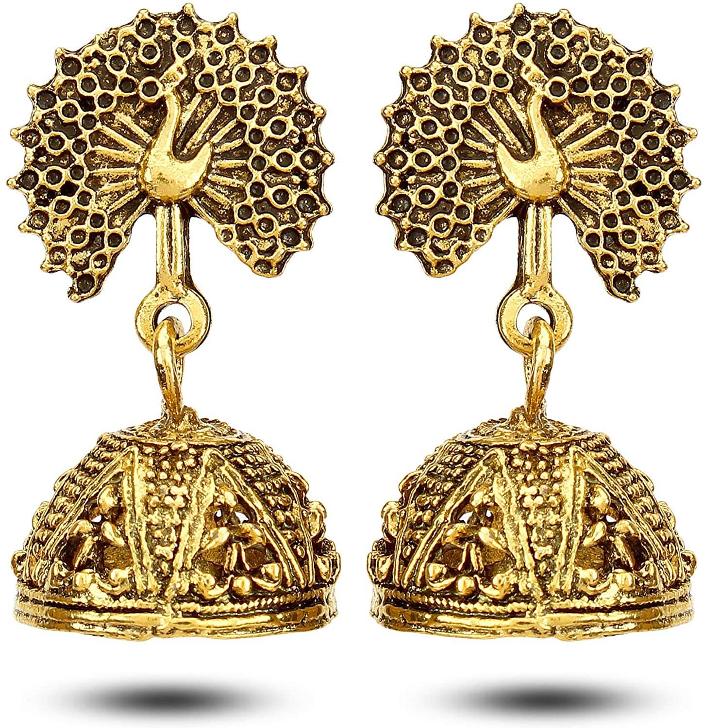     			YouBella Gold-Plated Oxidized Silver Stylish Latest Design Afghani Combo Jewellery Gold Plated Jhumki Multicolour Earrings for Women's